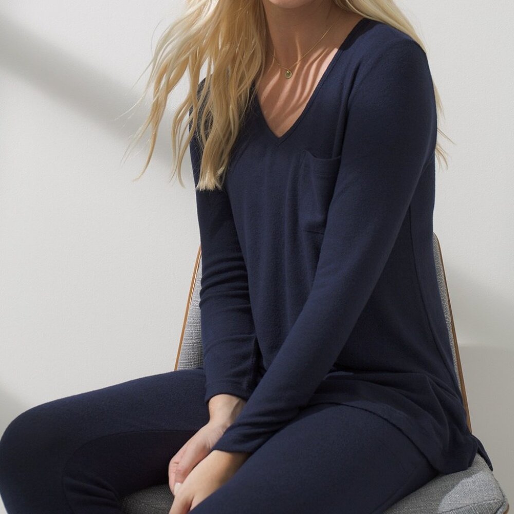 NWT SOMA Brushed Cozy Long Sleeve Pajama Set in Navy XL